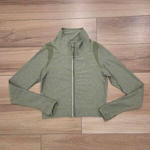Women's TLF Olive Green Full Zip Cropped Athletic Jacket Size S